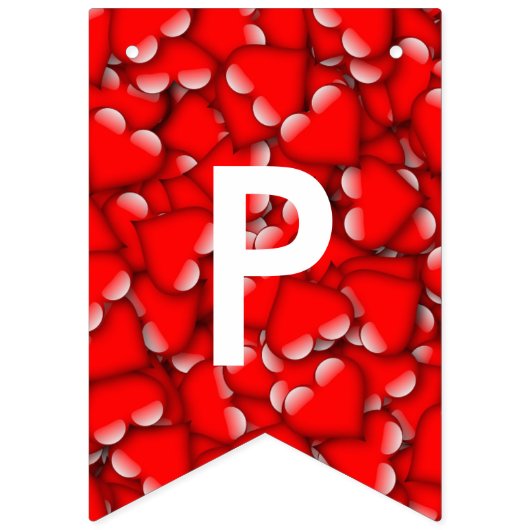 Happy Valentijn Typography Red Hearts Pattern Vlaggetjes (Derde vlag)