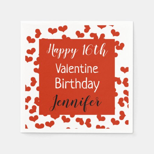 Happy Valentijn verjaardagsfeestje Servet (Voorkant)