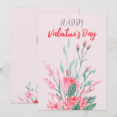 Happy Valentijn Waterverf Flowers Holiday Card Feestdagenkaart (Voorkant / Achterkant)