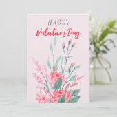 Happy Valentijn Waterverf Flowers Holiday Card Feestdagenkaart (Staand voorkant)