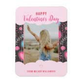 Happy Valentijn Whimsy Roze Blauw Hart Bloem Naam Magneet (Verticaal)