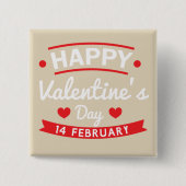 Happy Valentijns 14 februari Vierkante Button 5,1 Cm (Voorkant)