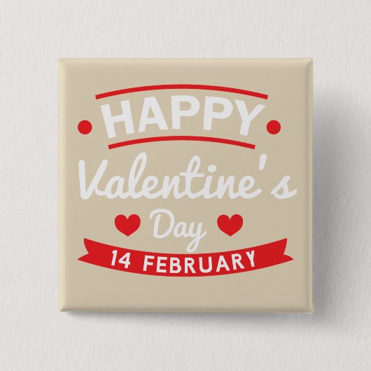 Happy Valentijns 14 februari Vierkante Button 5,1 Cm (Voorkant)