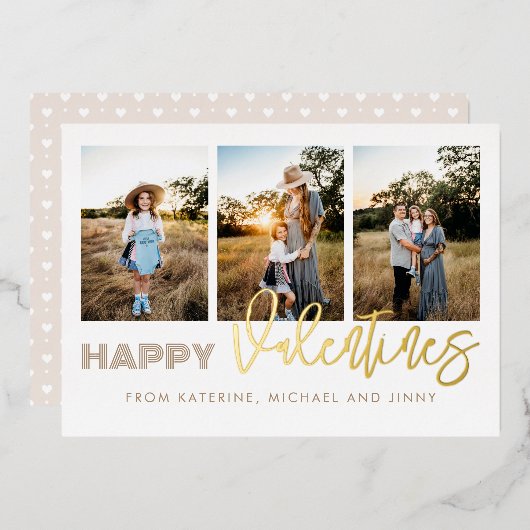 Happy Valentijns 3 Foto Collage Family Kaart (Voorkant / Achterkant)