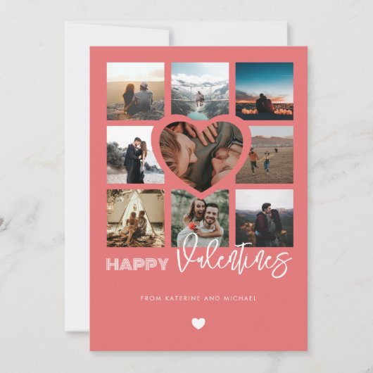 Happy Valentijns 9 Photo Collage Couple Family Feestdagenkaart (Voorkant)