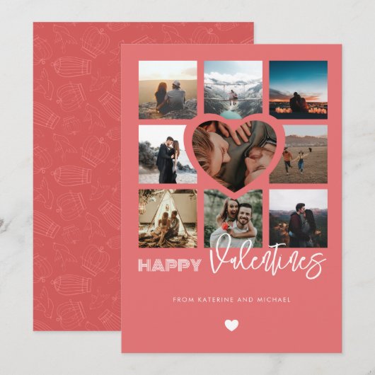 Happy Valentijns 9 Photo Collage Couple Family Feestdagenkaart (Voorkant / Achterkant)