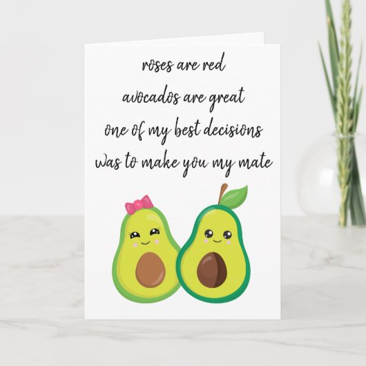 Happy Valentijns Avocado Couple Roos is rood Kaart (Voorkant)