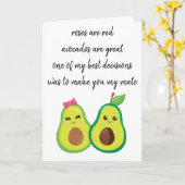 Happy Valentijns Avocado Couple Roos is rood Kaart (Gele Bloem)