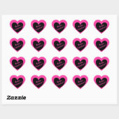 "Happy Valentijns' Black hart op fuchsia roze Sticker (Vel)