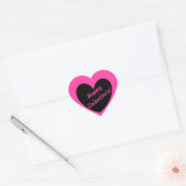 "Happy Valentijns' Black hart op fuchsia roze Sticker (Envelop)