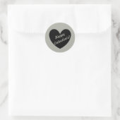 "Happy Valentijns' Black Heart op Pussywillow Grey Ronde Sticker (Tas)