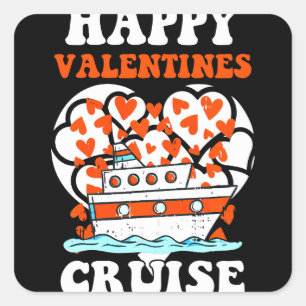 Happy Valentijns Cruise Hearts Cool Cruising Vierkante Sticker