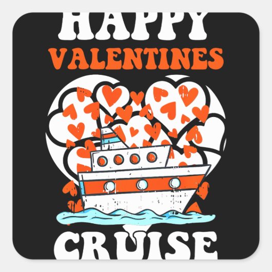 Happy Valentijns Cruise Hearts Cool Cruising Vierkante Sticker (Voorkant)