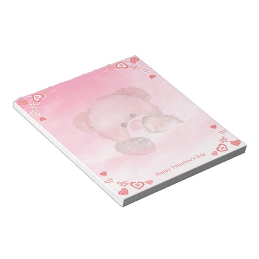 Happy Valentijns Cute Teddy Bear Notitieblok (Schuin)