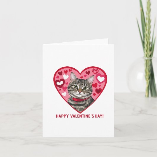 Happy Valentijn's Day Cat Bedankkaart (Voorkant)
