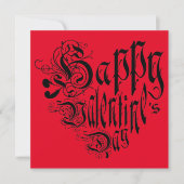 Happy Valentijn's Day typografie hart zwart rood Feestdagenkaart (Voorkant)