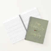 Happy Valentijns Flowers Grey Embossed Red Rose Notitieboek (Binnen)