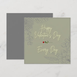 Happy Valentijns Flowers Grey Embossed Red Rose Notitiekaartje