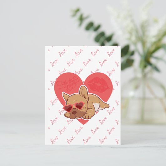Happy Valentijns | Franse Bulldog Briefkaart (Staand voorkant)