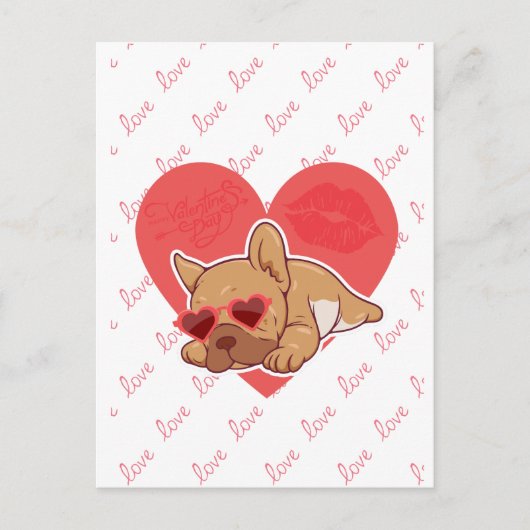 Happy Valentijns | Franse Bulldog Briefkaart (Voorkant)