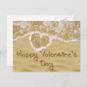 "Happy Valentijns' hart geschreven in zand Feestdagenkaart (Voorkant / Achterkant)