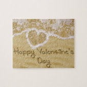 "Happy Valentijns' hart geschreven in zand Legpuzzel (Horizontaal)
