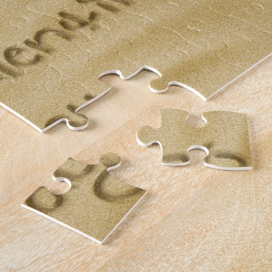 "Happy Valentijns' hart geschreven in zand Legpuzzel (Zijkant)