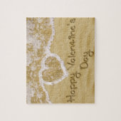 "Happy Valentijns' hart geschreven in zand Legpuzzel (Verticaal)