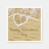 "Happy Valentijns' hart geschreven in zand Servetten (Voorkant)