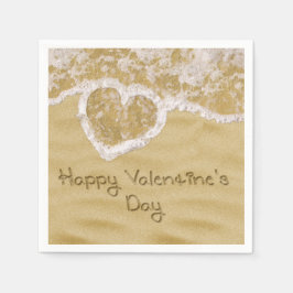 "Happy Valentijns' hart geschreven in zand Servetten