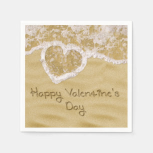 "Happy Valentijns' hart geschreven in zand Servetten