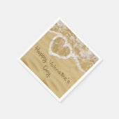 "Happy Valentijns' hart geschreven in zand Servetten (Hoek)