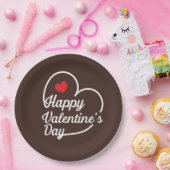 Happy Valentijns Heart Swash ID734 Papieren Bordje (Feest)