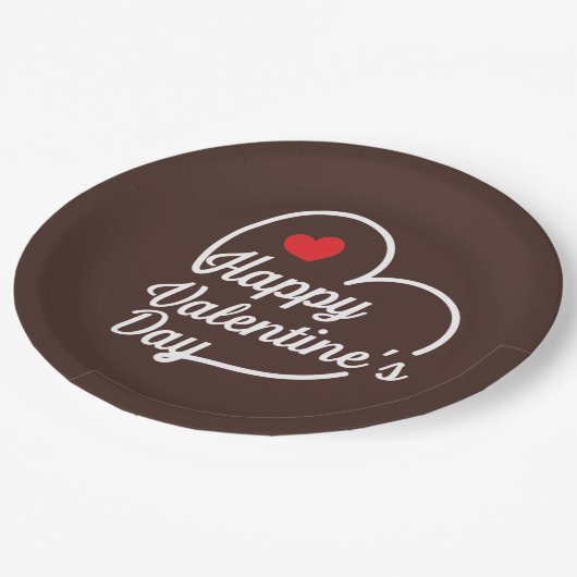 Happy Valentijns Heart Swash ID734 Papieren Bordje (Gekanteld)