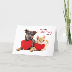 Happy Valentijns' hond en kat Feestdagen Kaart