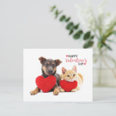 Happy Valentijns' hond en kat Feestdagenkaart (Staand voorkant)