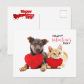 Happy Valentijns' hond en kat Feestdagenkaart (Voorkant / Achterkant)