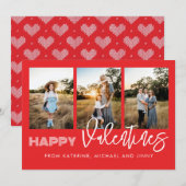 Happy Valentijns Red Photo Collage Family Kaart (Voorkant / Achterkant)