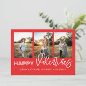 Happy Valentijns Red Photo Collage Family Kaart (Staand voorkant)