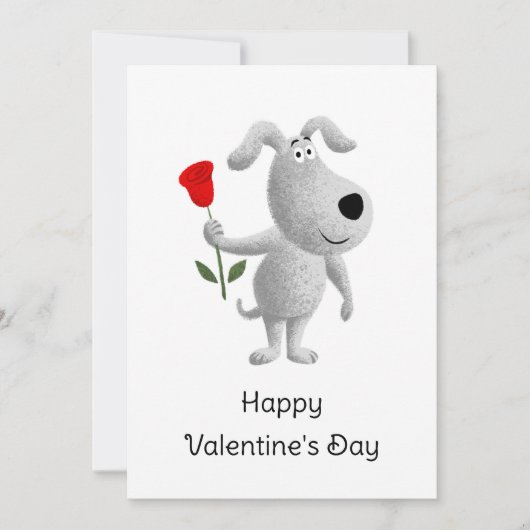 Happy Valentijns Red Rose Dog Puppy Feestdagenkaart (Voorkant)