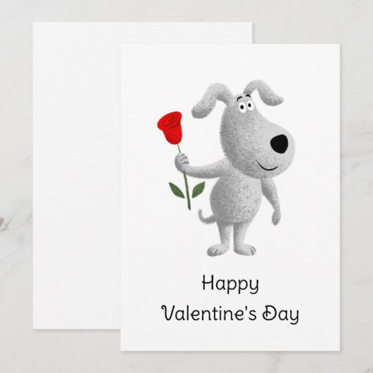 Happy Valentijns Red Rose Dog Puppy Feestdagenkaart (Voorkant / Achterkant)