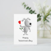 Happy Valentijns Red Rose Dog Puppy Feestdagenkaart (Staand voorkant)