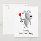 Happy Valentijns Red Rose Dog Puppy Feestdagenkaart (Voorkant / Achterkant)