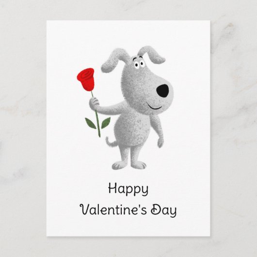 Happy Valentijns Red Rose Dog Puppy Feestdagenkaart (Voorkant)