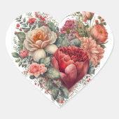 Happy Valentijn's Rozen Bruiloft Hart Sticker (Voorkant)