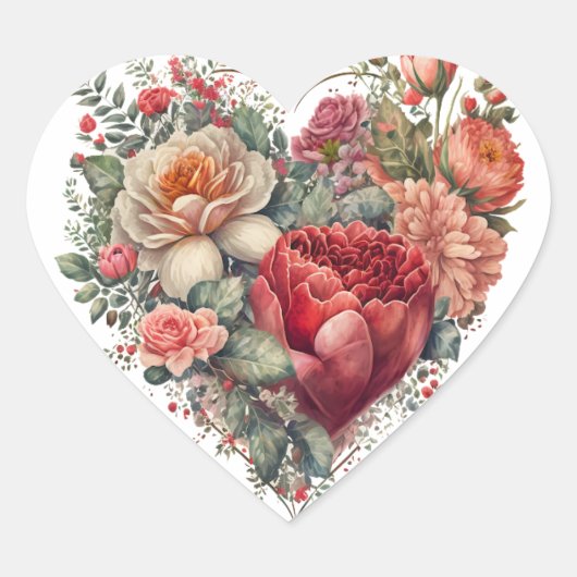 Happy Valentijn's Rozen Bruiloft Hart Sticker (Voorkant)