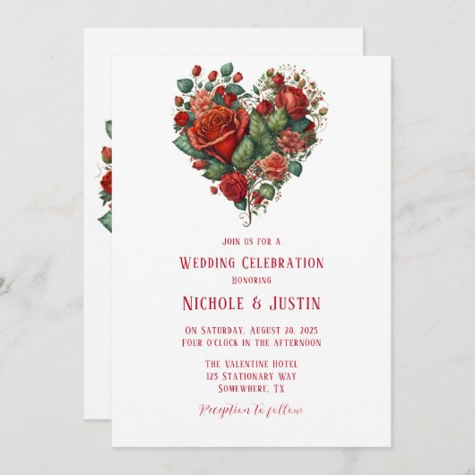 Happy Valentijn's Rozen Bruiloft Kaart (Voorkant / Achterkant)