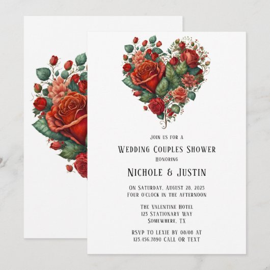 Happy Valentijn's Rozen bruiloft koppels douche Kaart (Voorkant / Achterkant)