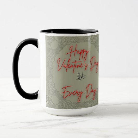 Happy Valentijns Rozen grijs Lijst Tekst rood Mok (Links)