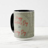 Happy Valentijns Rozen grijs Lijst Tekst rood Mok (Voorkant links)